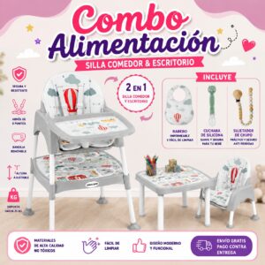 0cd65ab7-628a-42bf-a267-4bf012be0013 Combo De Alimentación 4 En 1 Silla Comedor Y Escritorio Para Bebé