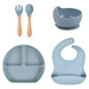 Set De Vajilla De Silicona Antideslizante Para Bebés 6 En 1