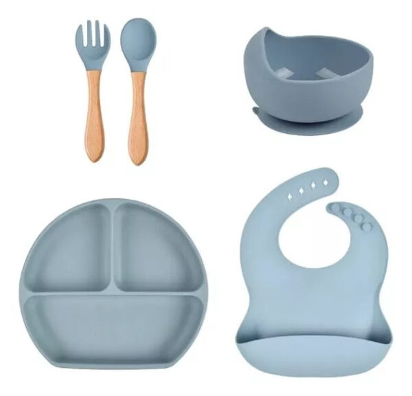 Set De Vajilla De Silicona Antideslizante Para Bebés 6 En 1