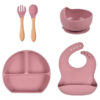 Set De Vajilla De Silicona Antideslizante Para Bebés 6 En 1
