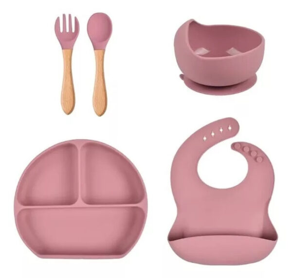 Set De Vajilla De Silicona Antideslizante Para Bebés 6 En 1