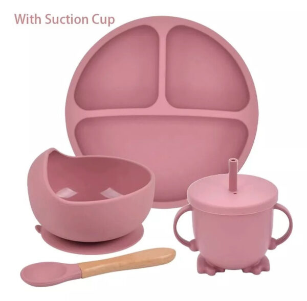 Set De Vajilla De Silicona Antideslizante Para Bebés 6 En 1