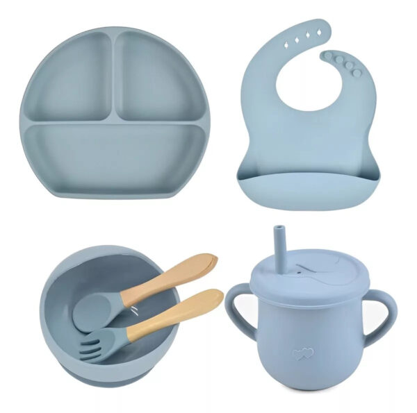 Set De Vajilla De Silicona Antideslizante Para Bebés 6 En 1