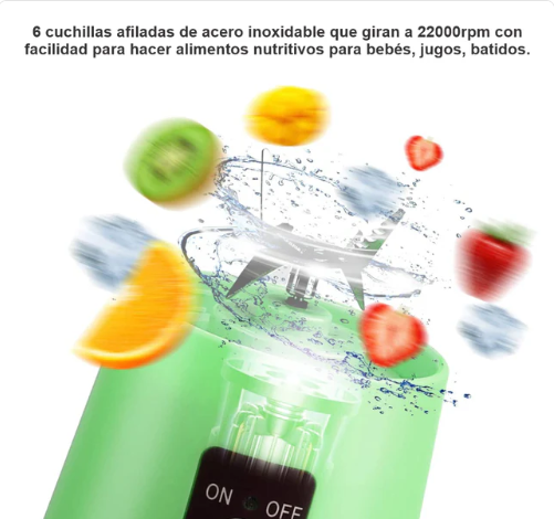 Mini Licuadora Batidora Portátil Recargable USB 380ml