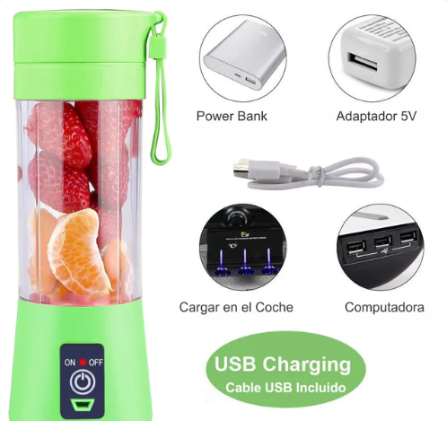 Mini Licuadora Batidora Portátil Recargable USB 380ml