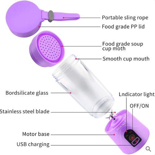 Mini Licuadora Batidora Portátil Recargable USB 380ml