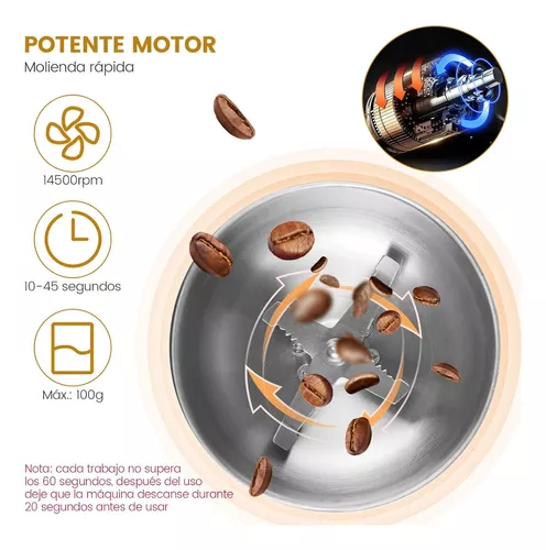 Molino Eléctrico De Café Y Especias 2 En Acero Inoxidable