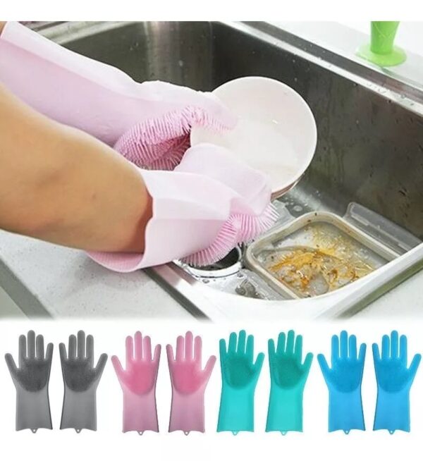 Guantes De Silicona Multiusos Con Cepillo Integrado