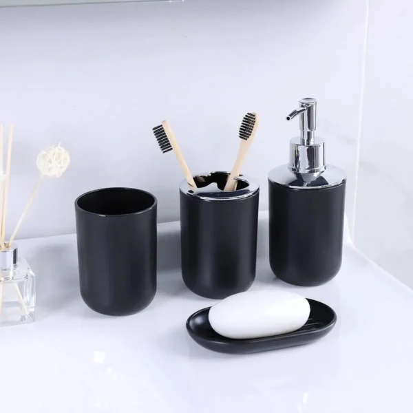 Kit De Accesorios De Baño 6 Piezas Negro Mate