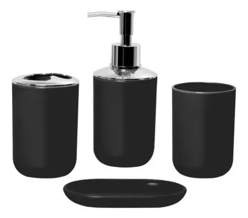 Kit De Accesorios De Baño 6 Piezas Negro Mate