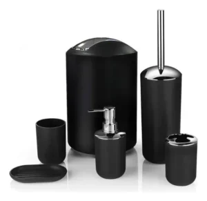 Kit De Accesorios De Baño 6 Piezas Negro Mate