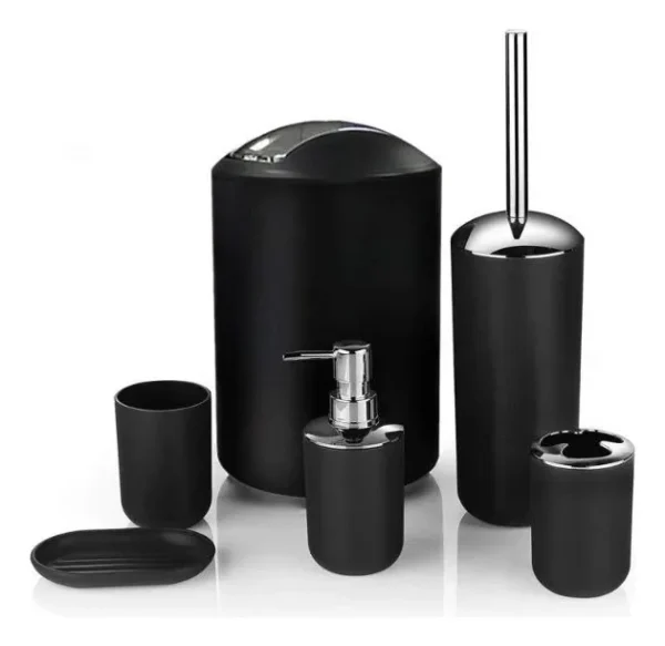 Kit De Accesorios De Baño 6 Piezas Negro Mate