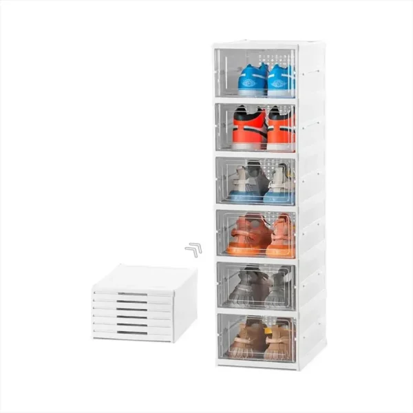 Zapatero Plegable 6 Niveles Multiusos Con Puertas Transparentes
