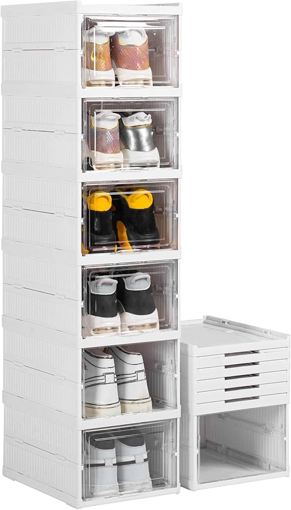 Zapatero Plegable 6 Niveles Multiusos Con Puertas Transparentes