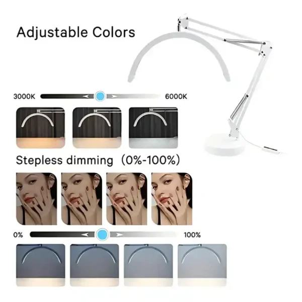 Lámpara LED De Arco Con Soporte A La Mesa Y Brazo Articulado