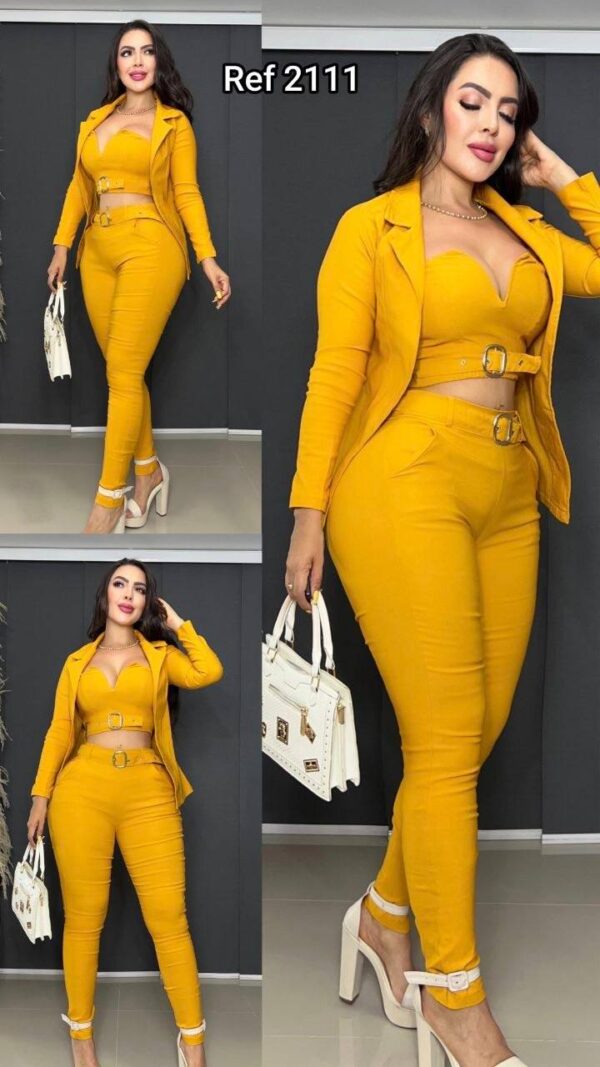 Conjunto Elegante Dama 3 Piezas (Blazer + Top + Pantalón)