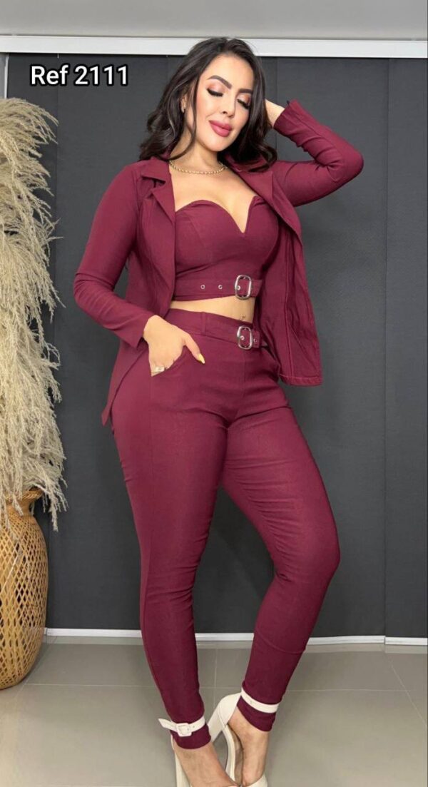 Conjunto Elegante Dama 3 Piezas (Blazer + Top + Pantalón)