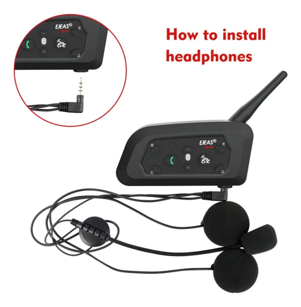 Intercomunicador Bluetooth Ejeas V6 Pro Para Casco | Comunicación Hasta 6 Pilotos e Impermeable