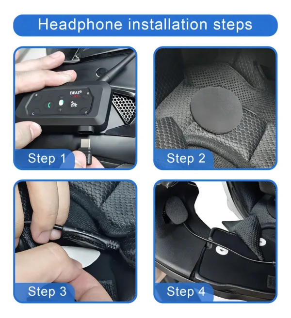 Intercomunicador Bluetooth Ejeas V6 Pro Para Casco | Comunicación Hasta 6 Pilotos e Impermeable