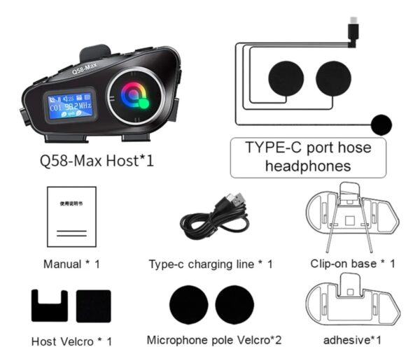 Intercomunicador Bluetooth Q58-Max Para Casco Moto con Pantalla LCD