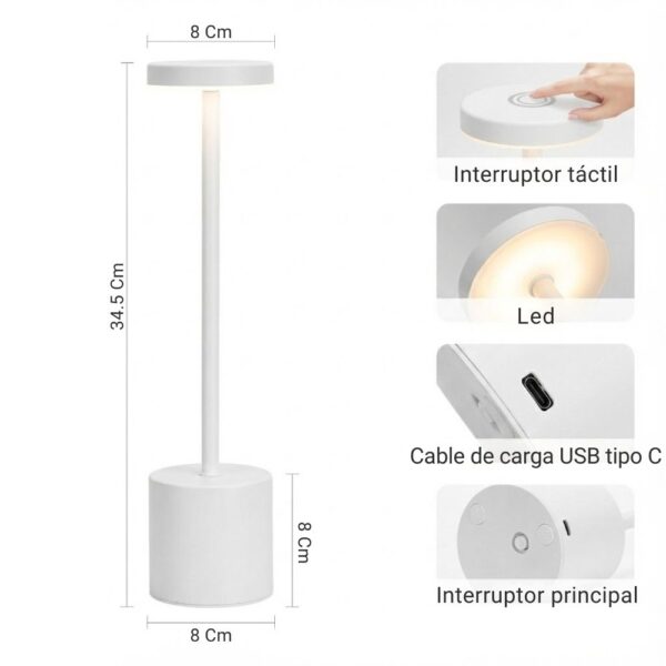 Lámpara LED De Mesa Táctil Recargable