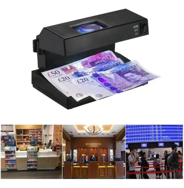 Detector De Billetes Falsos UV Profesional | Lámpara Doble Luz Ultravioleta Para Negocios