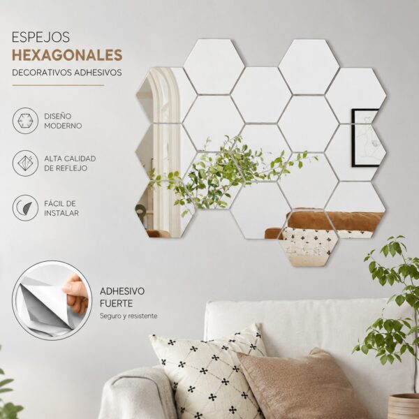 Set De Espejos Decorativos Hexagonales X20 Piezas