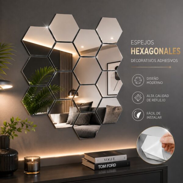 Set De Espejos Decorativos Hexagonales X20 Piezas
