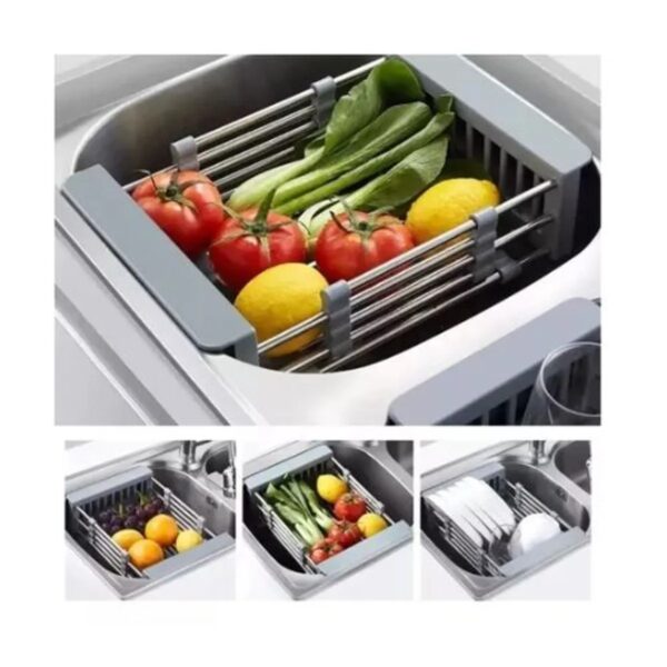 Escurridor Y Colador De Platos Y Alimentos Extensible En Acero Inoxidable
