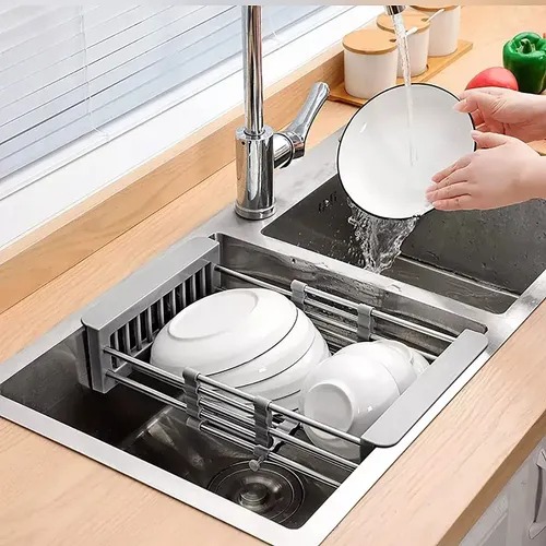 Escurridor Y Colador De Platos Y Alimentos Extensible En Acero Inoxidable