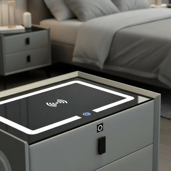 Mesa De Noche Inteligente Smartnight 5 En 1 Con Bloqueo Por Huella