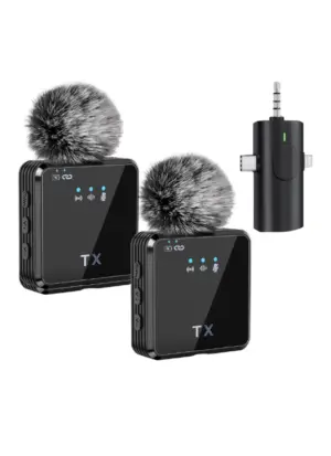 Kit X2 Micrófonos Solapa Inalámbricos Receptor 3 en 1 Premium