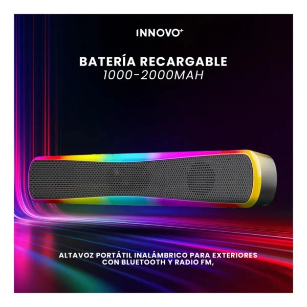 Parlante Inalámbrico Recargable Con Luces LED, Radio FM Y Entrada USB