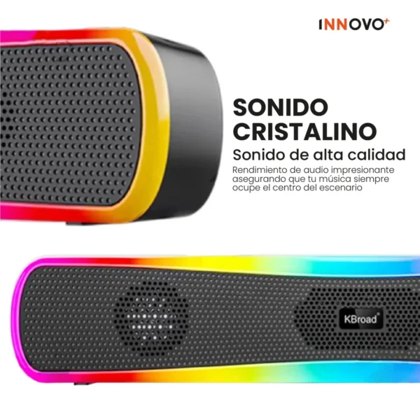 Parlante Inalámbrico Recargable Con Luces LED, Radio FM Y Entrada USB