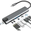 Hub Adaptador USB-C 8 En 1 En Aluminio Con HDMI 4K Y Puerto RJ45 Ethernet