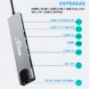 Hub Adaptador USB-C 8 En 1 En Aluminio Con HDMI 4K Y Puerto RJ45 Ethernet
