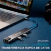 Hub Adaptador USB-C 8 En 1 En Aluminio Con HDMI 4K Y Puerto RJ45 Ethernet