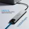 Hub Adaptador USB-C 8 En 1 En Aluminio Con HDMI 4K Y Puerto RJ45 Ethernet